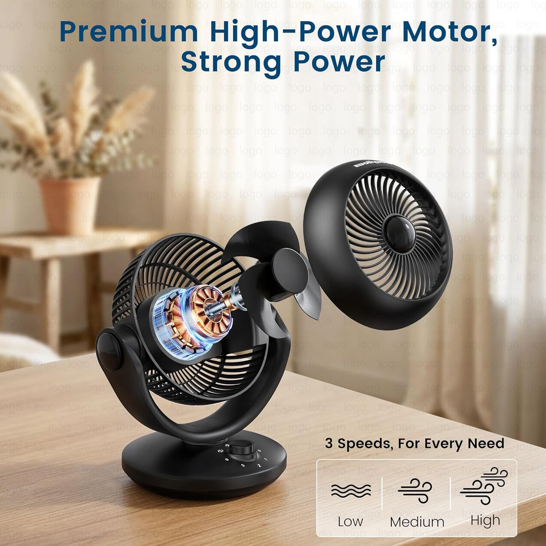 Ventilator Leise, 22dB Tischventilator sehr Leise, Fan mit 3 Geschwindigkeiten 100/70° Verstellbare