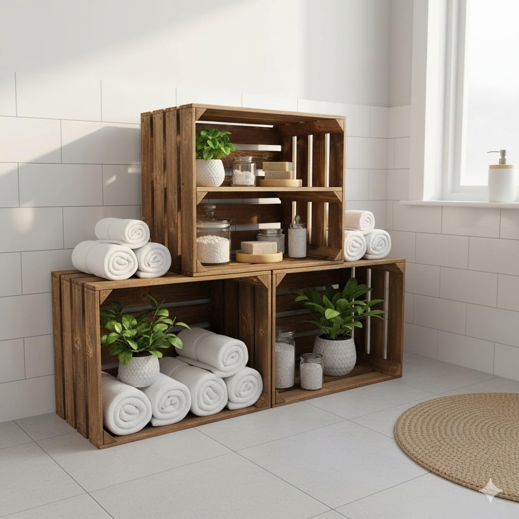 Teramico Alte geflammte Obstkisten / Holzkisten mit Zwischenboden LANG verarbeitet - Ideal für den M