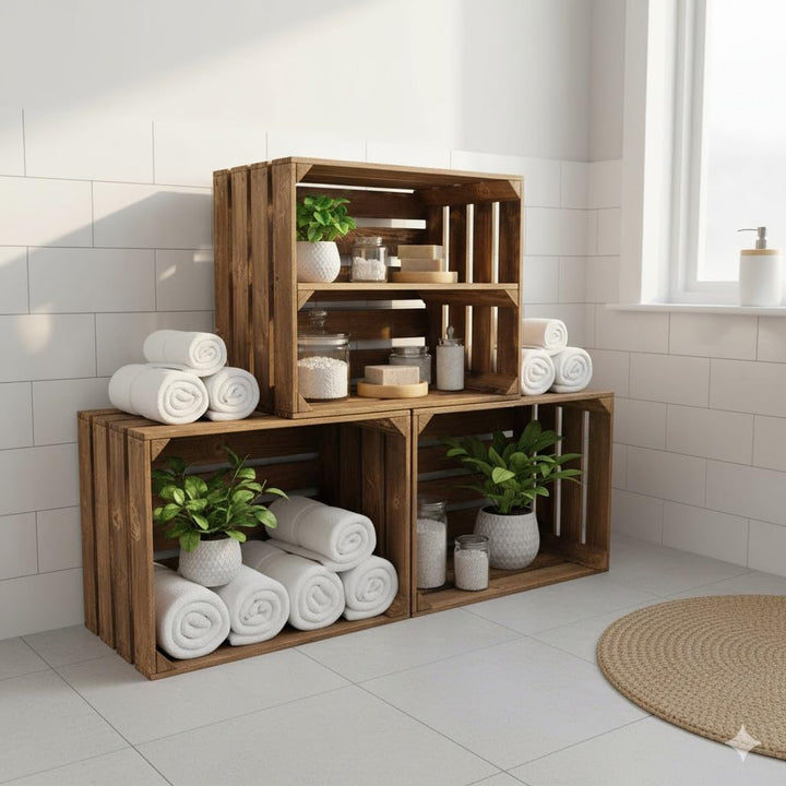 Teramico Alte geflammte Obstkisten / Holzkisten mit Zwischenboden LANG verarbeitet - Ideal für den M