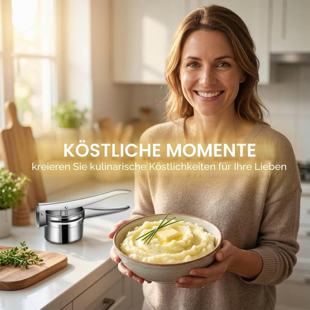 kartoffelpresse Edelstahl, Spätzlepresse, Spaghettieispresse, mit 3 Austauschbare Sieb, Spagettieis