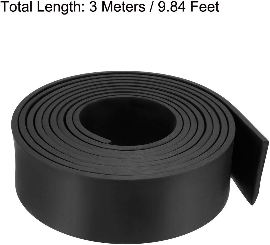 sourcing map Gummidichtung Gummistreifen Massiver Rechteck 50mm Breit, 5mm Dick, 3 Meter Lang, Schwa