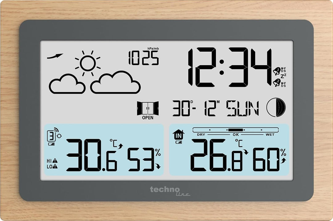WS6785 Funk-Wetterstation, Innentemperatur, Aussentemperatur, Wettervorhersage, Lüftungsempfehlung,
