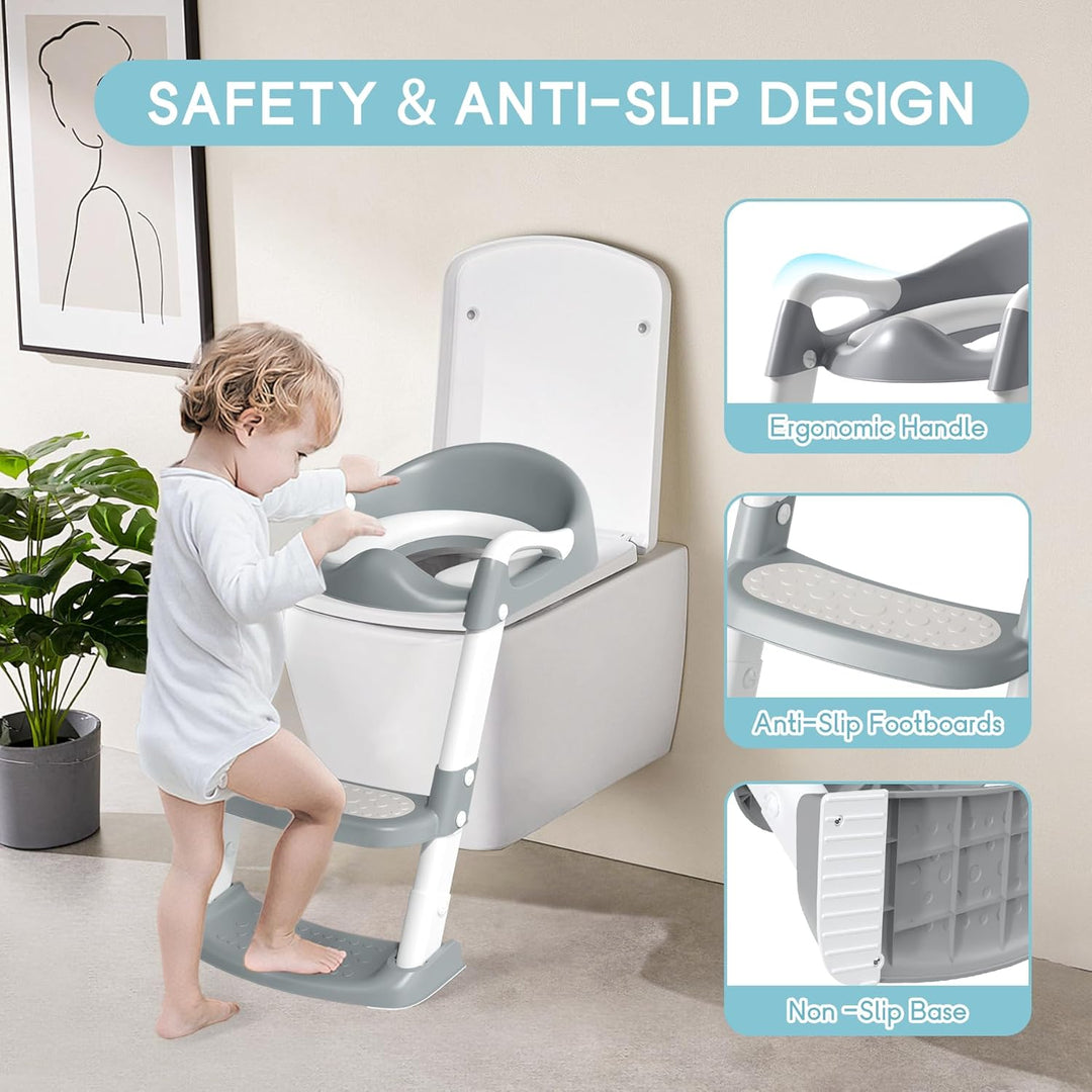 COOSEYA Toilettensitz Kinder, Toilettensitze für Jungen Mädchen, Kinder Toilettensitz mit Treppe,WC