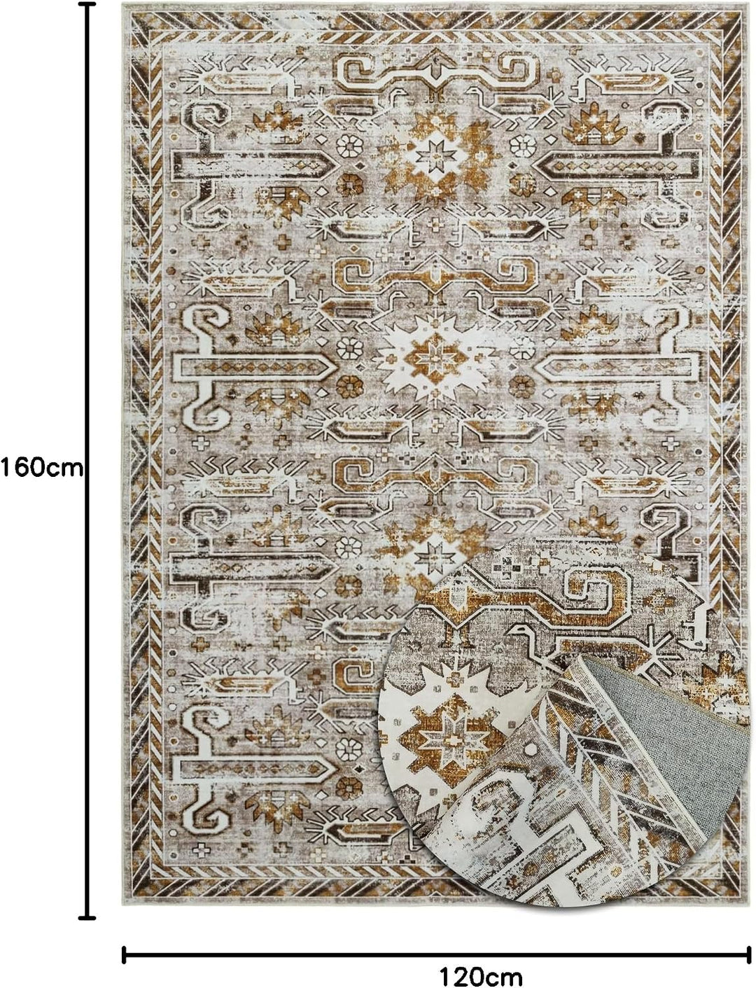 TESSO LIVING Vintage Oriental Teppich - Weich - Maschinenwaschbar - rutschfest - Premium Polyester F