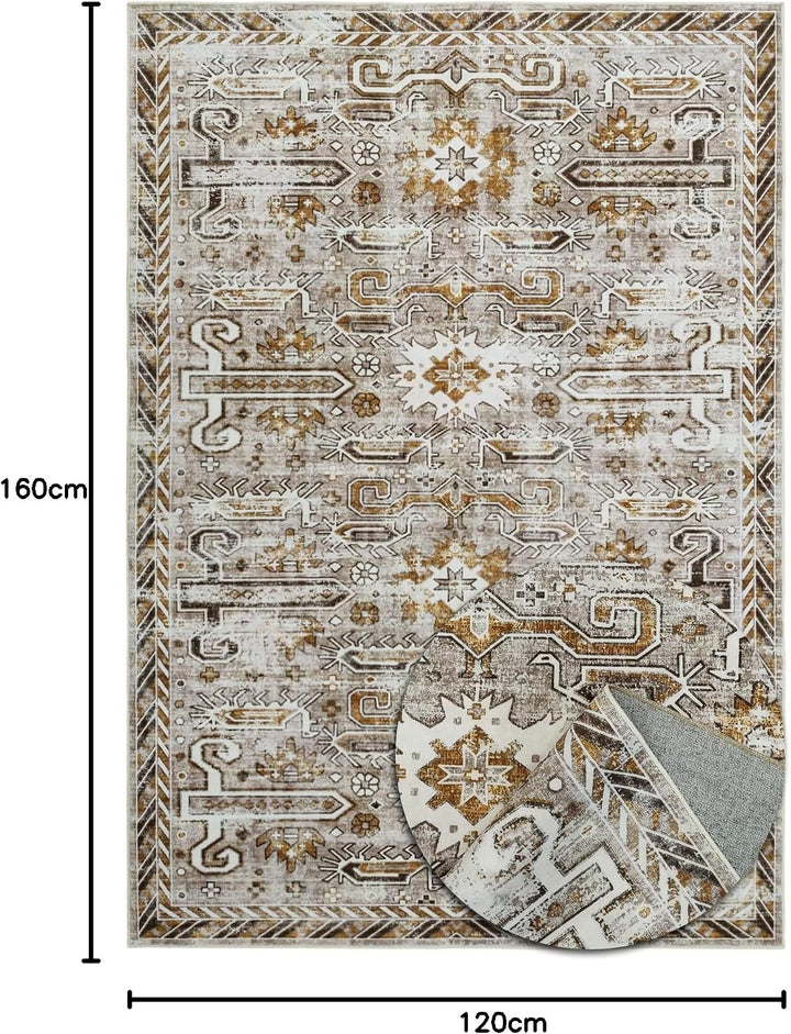 TESSO LIVING Vintage Oriental Teppich - Weich - Maschinenwaschbar - rutschfest - Premium Polyester F