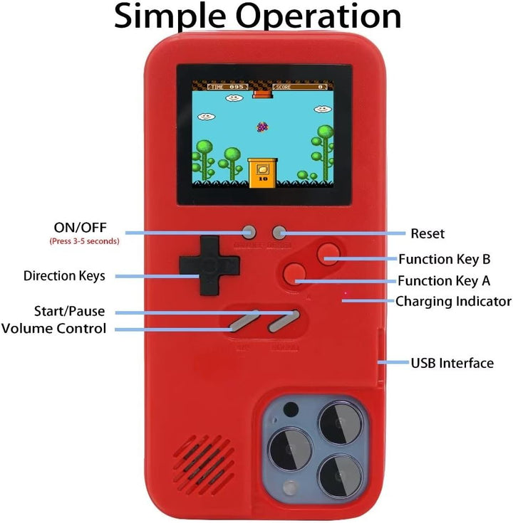 WeLohas Gameboy-Hülle für iPhone 6/6s/7/8, Retro 168 Klassische Handheld-Spiele, Farb-Video-Display-