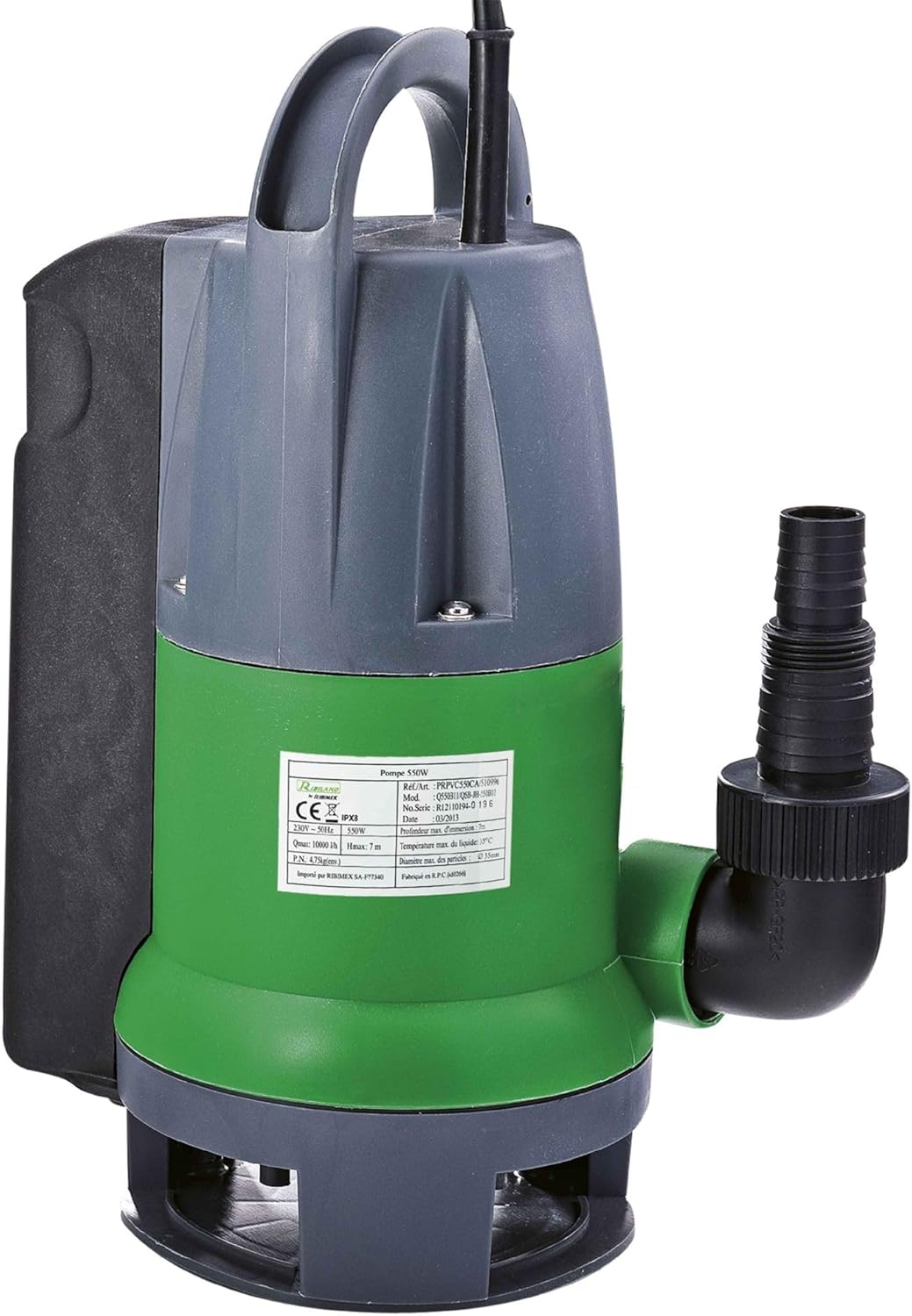 RIBILAND 988 Tauchpumpe mit integriertem Schwimmerschalter, 550 W