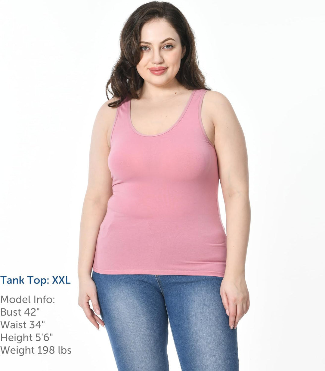 Comfneat Damen 4-Pack Tank Tops Stretch Baumwolle Elasthan Bequeme Unterhemden XXL Color-set-7 4-pac