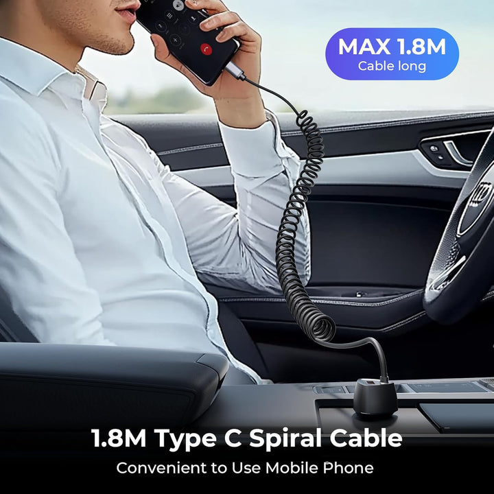 SUNDAREE Auto Ladegerät USB C Kabel,90W 12V 24V Kfz Handyladegeräte PD Typ C Schnellladen 1.8M Spira