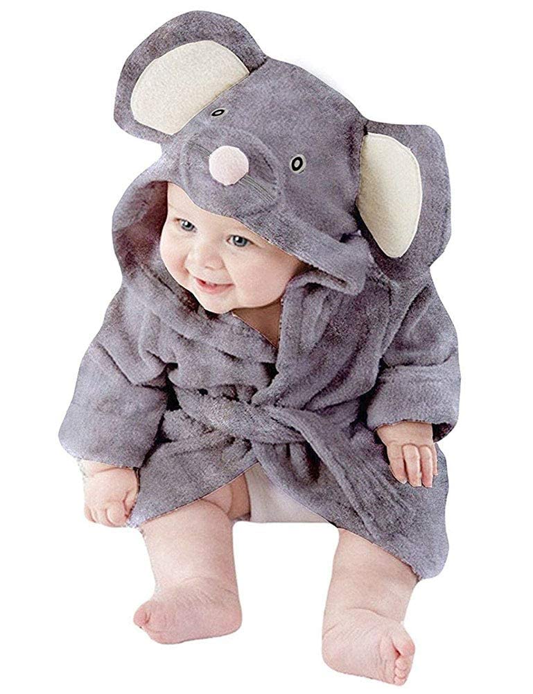 TEDD Jungen Bademäntel Unisex Kinder Morgenmantel Kapuze Nachtwäsche Robe Taillengürtel Bademantel P
