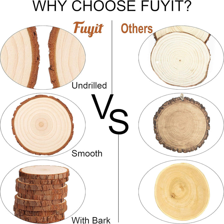 Fuyit Holzscheiben 20 Stücke Holz Log Scheiben 9-10cm Unvollendete Ungebohrte ohne Loch für DIY Hand