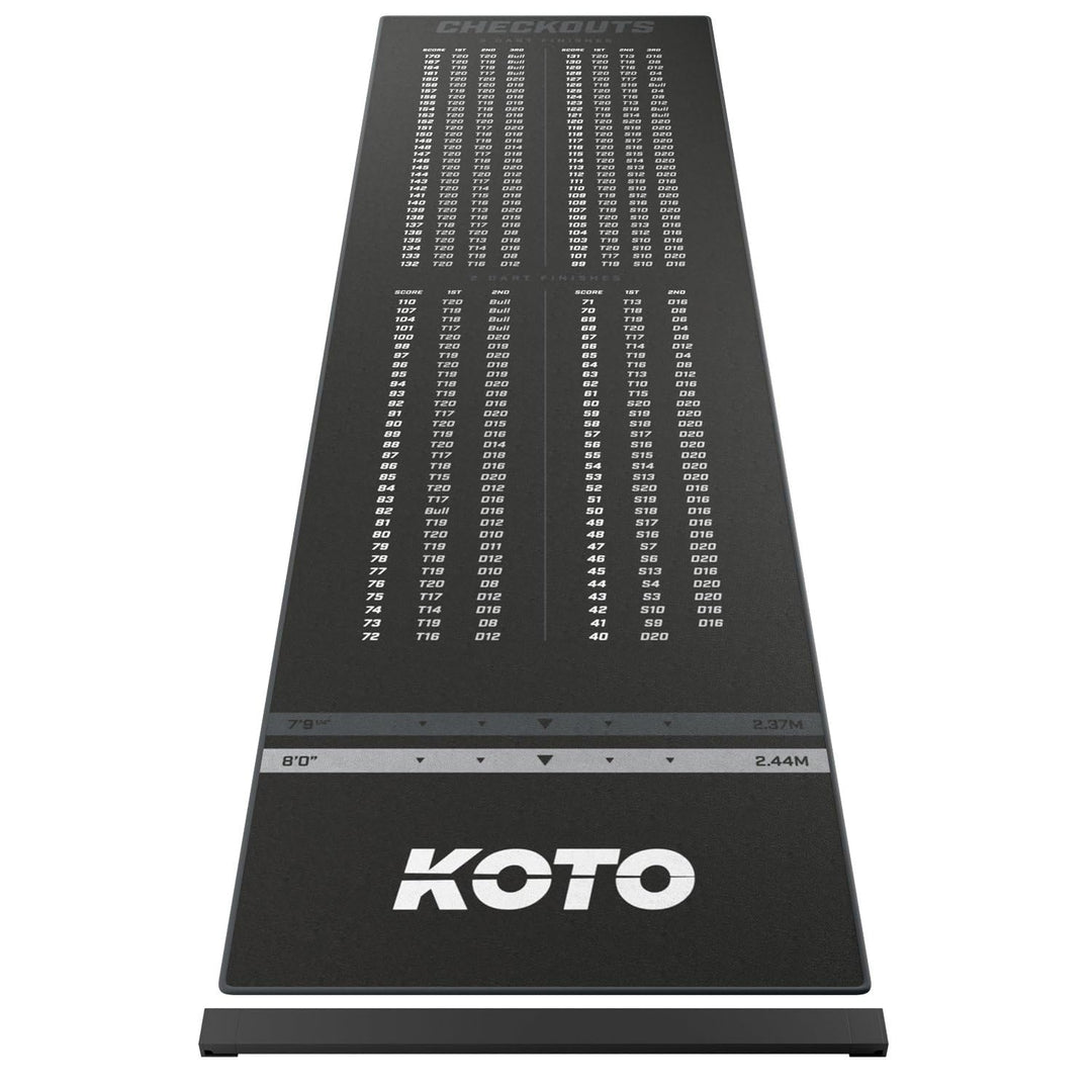 KOTO - Dartteppich Mit Abwurflinie Checkout 285 x 80 cm, Dartmatte, Score Indikator, rutschfeste Dar