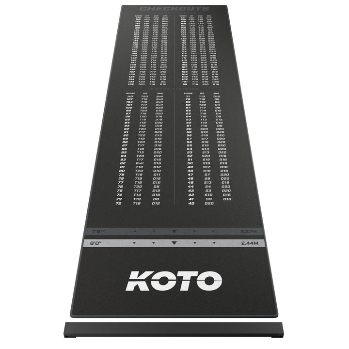KOTO - Dartteppich Mit Abwurflinie Checkout 285 x 80 cm, Dartmatte, Score Indikator, rutschfeste Dar