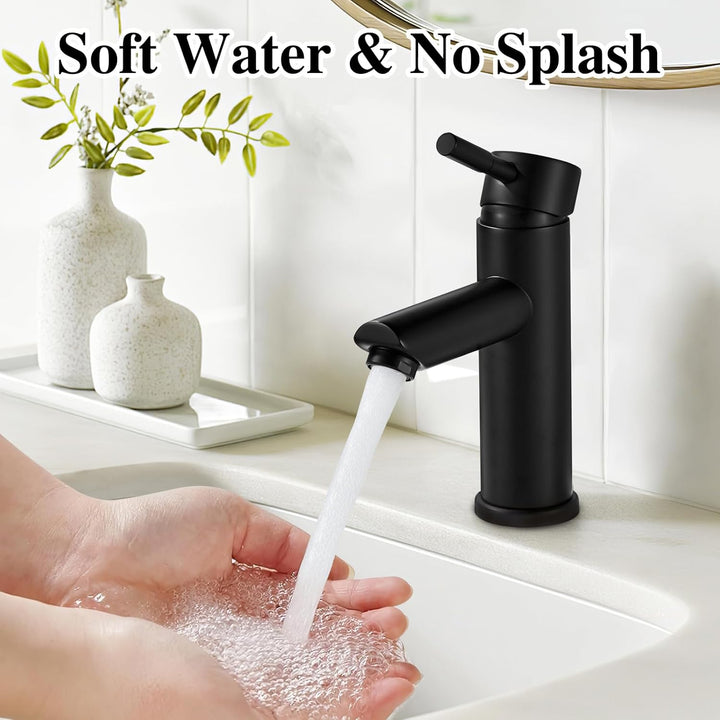 kisimixer Wasserhahn Bad Schwarz, 304 Edelstahl Waschtischarmatur Mischbatterie Waschbecken Armature