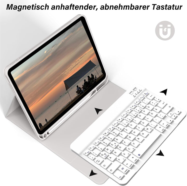 Hülle mit Tastatur für iPad A16 11. /10.Generation 11/10,9 Zoll 2025/2022, Magnetisches Anti-Detach