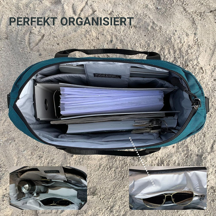 FUCHS & REBELL® Tote Bag JONA – Durchdachte 3-in-1 Laptoptasche mit vielen Fächern: Handtasche, Schu