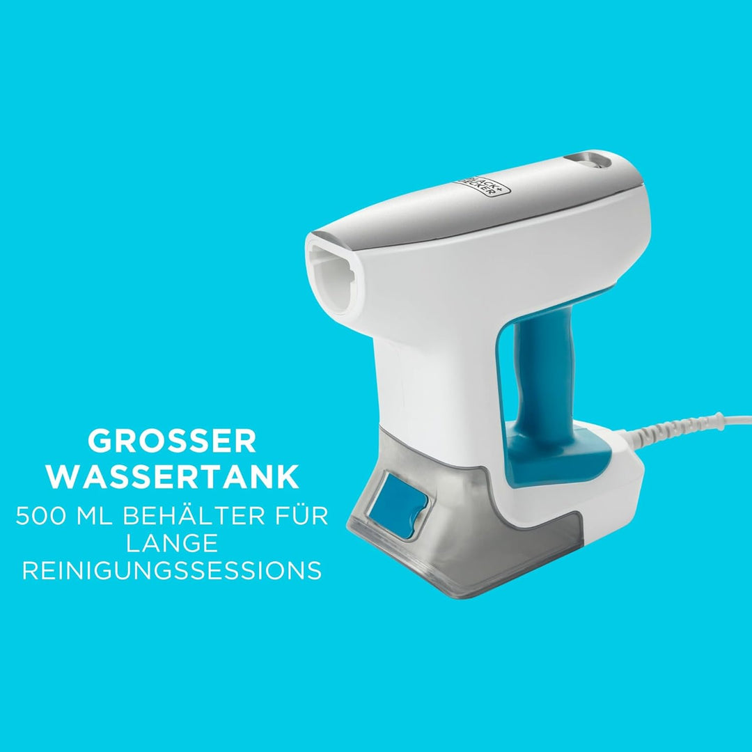 Black+Decker 1500W SteamSystem Handdampfreiniger BHSM15FX10 (mit Bodenverlängerung, duale Dampfsteue