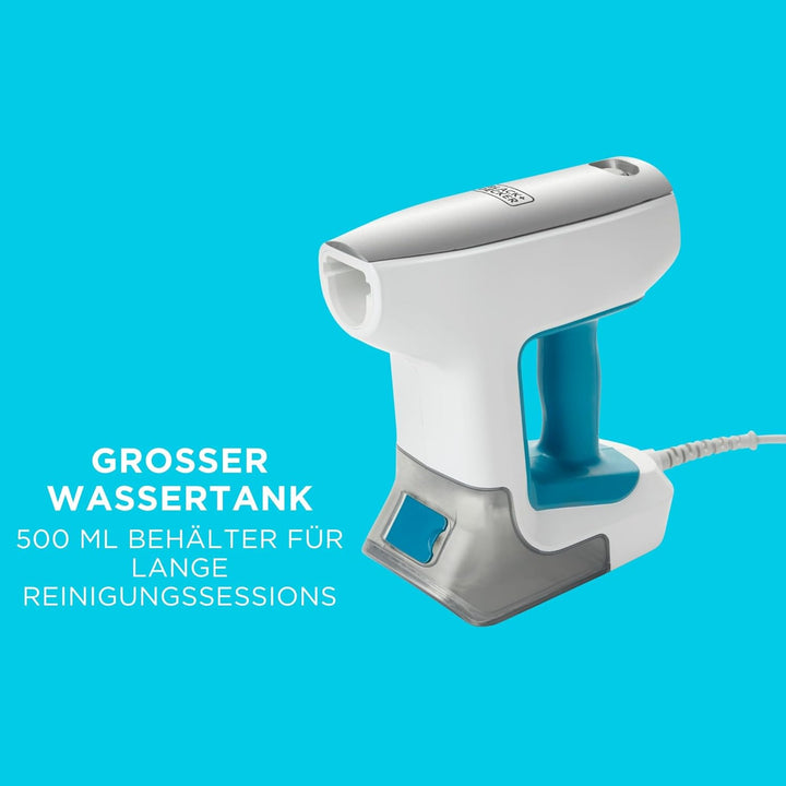 Black+Decker 1500W SteamSystem Handdampfreiniger BHSM15FX10 (mit Bodenverlängerung, duale Dampfsteue