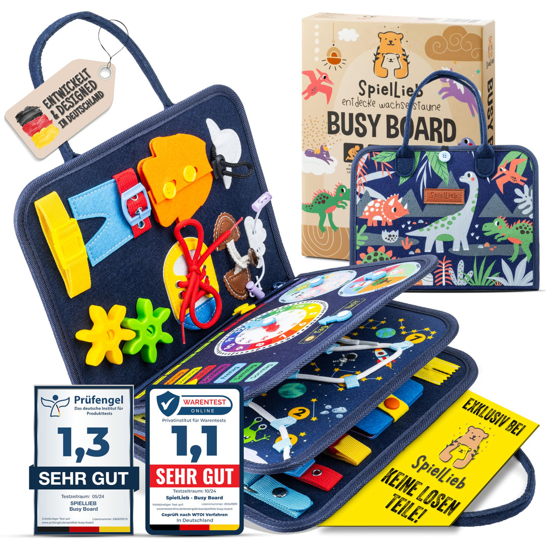 SpielLieb® Montessori Busy Board Deutsch ab 3 Jahre - interaktives Activity Board Spielzeug für Klei