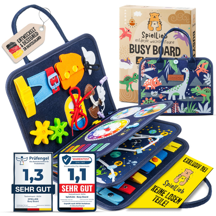 SpielLieb® Montessori Busy Board Deutsch ab 3 Jahre - interaktives Activity Board Spielzeug für Klei