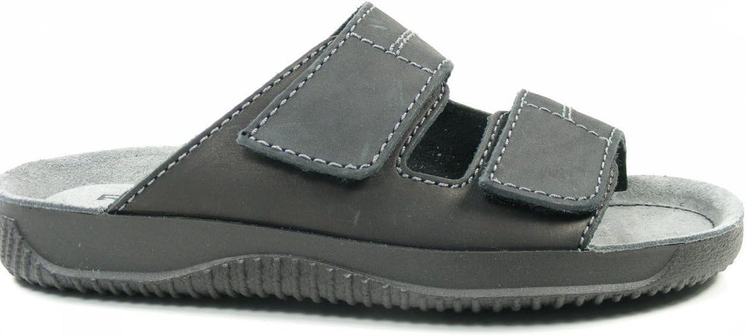 Rohde 1987 Soltau H Schuhe Sandalen Pantoletten Leder Clogs, Schwarz