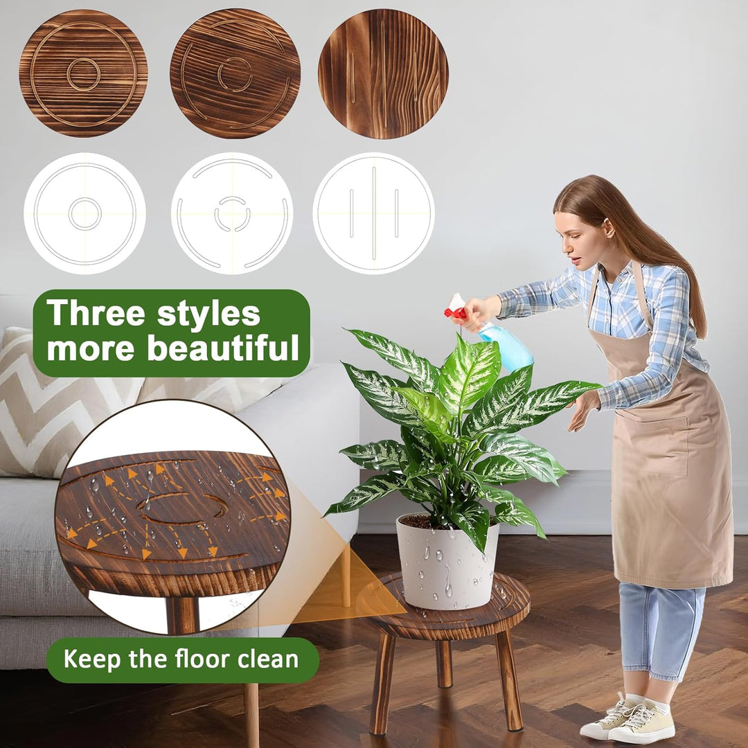Blumenhocker Holz 3er-Set, 4"/7"/11" Höhe Blumenständer Pflanzenständer für Verschiedene Topfgrössen