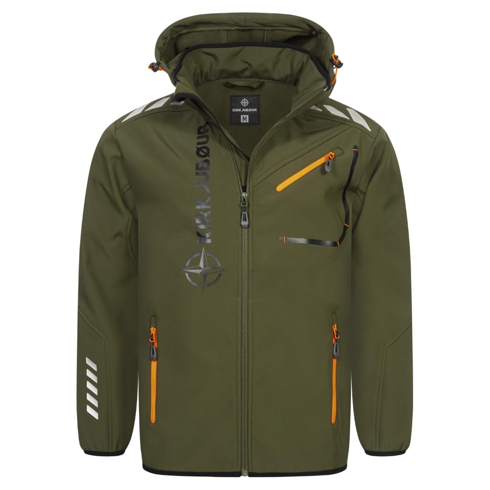 Kirkjubøur® Herren SOFTSHELLjacke 10.000 mm Wassersäule mit Kapuze und Fleecefutter, atmungsaktiv un