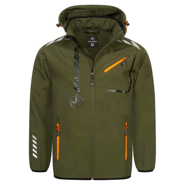 Kirkjubøur® Herren SOFTSHELLjacke 10.000 mm Wassersäule mit Kapuze und Fleecefutter, atmungsaktiv un