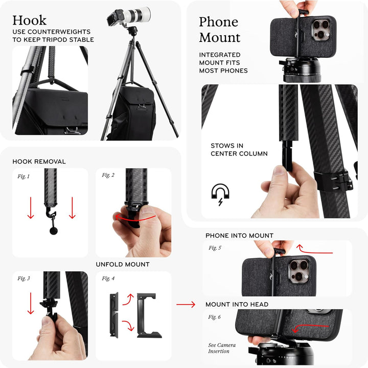 PEAK DESIGN Pro Tall Tripod Black - PT-T-BK-1
