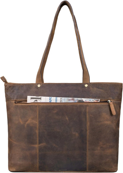 STILORD 'Astrid' Shopper Handtasche Leder Damen Schultertasche Vintage Ledertasche mit Laptopfach El