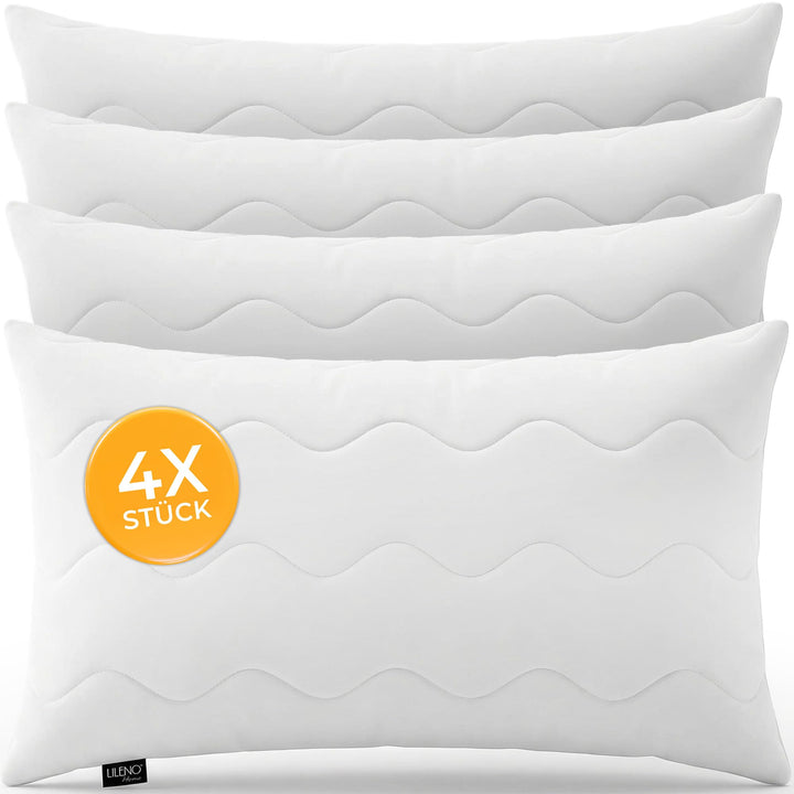 LILENO HOME Kopfkissen 40x90 cm [4er Set] als Kissen-Füllung - Bett oder Deko Kissen mit Reissversch