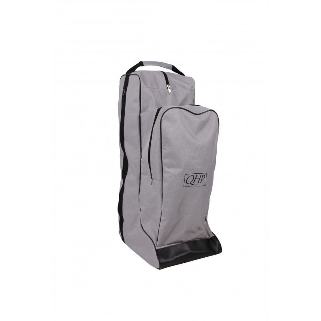QHP Combi Reitstiefel-/Helmtasche Turniertasche 600 D Grau-schwarz, Grau-schwarz