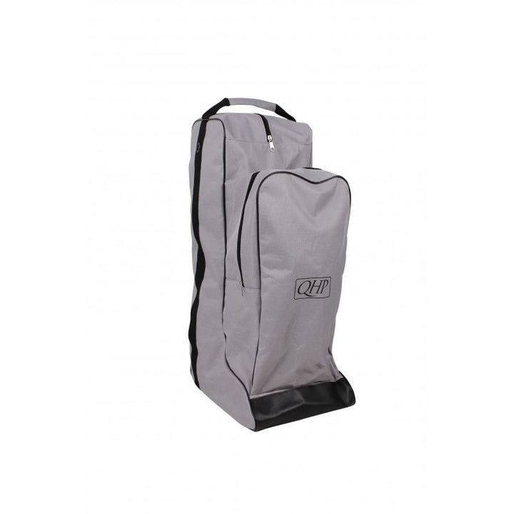 QHP Combi Reitstiefel-/Helmtasche Turniertasche 600 D Grau-schwarz, Grau-schwarz
