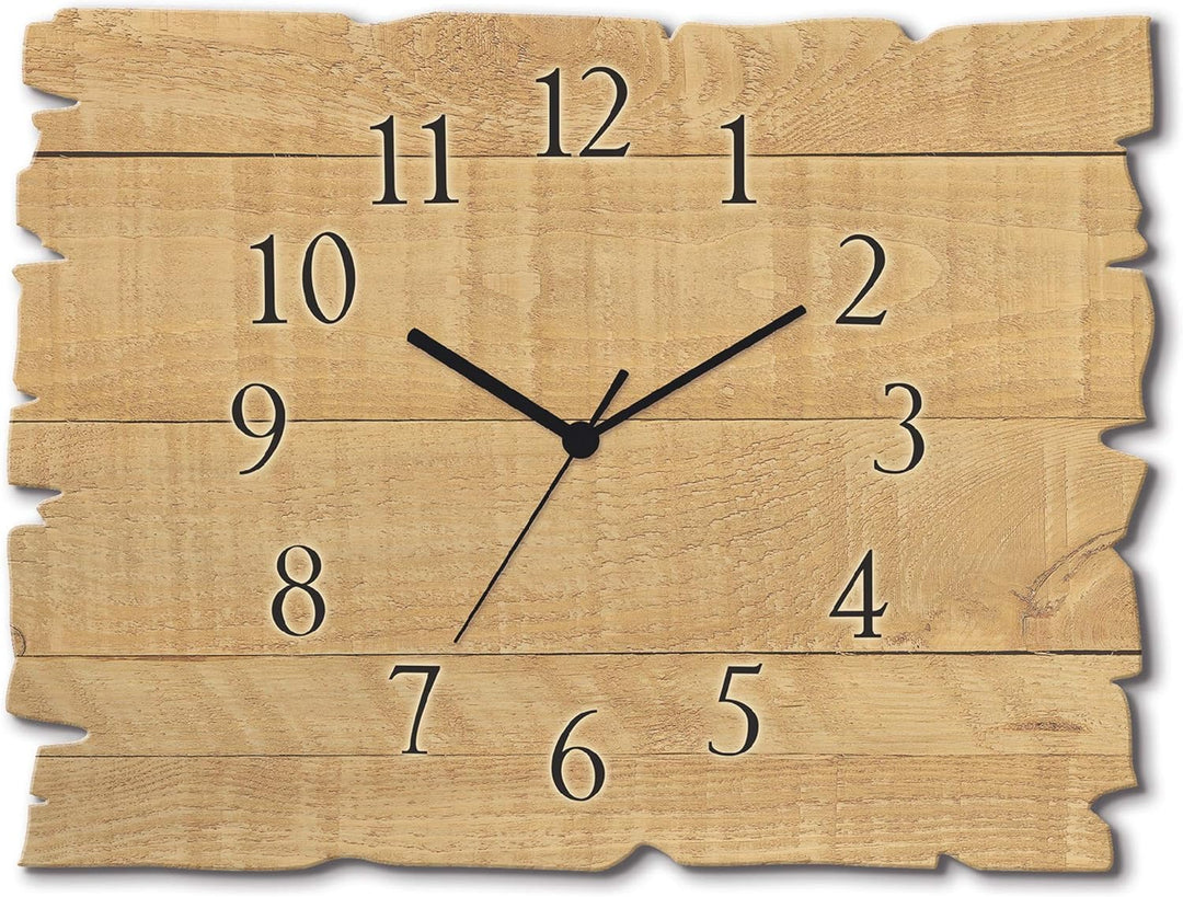 ARTLAND Wanduhr ohne Tickgeräusche aus Holz Quarz Uhr lautlos 40x30 cm Rechteckig Muster Rustikal La