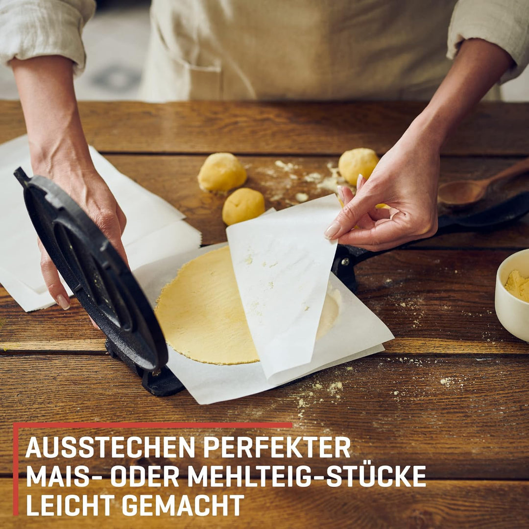 Uno Casa Tortilla Presse 20 cm - Taco Presse, Hochleistungs-Gusseisen Tortilla Maker - Roti Maker Bo