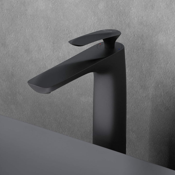 Mai & Mai Armatur Wasserhahn Bad Schwarz matt WAM-7201 | Waschbeckenarmatur 28cm hoch | Badinstallat