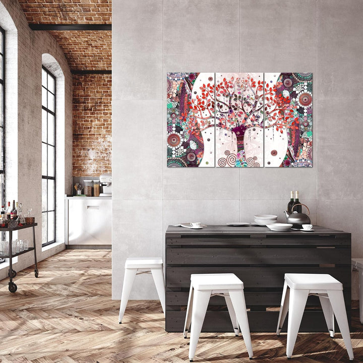 Runa Art Wandbilder Gustav Klimt Baum des Lebens Bild XXL Wohnzimmer Rosa Abstrakt Kunst 120 x 80 cm