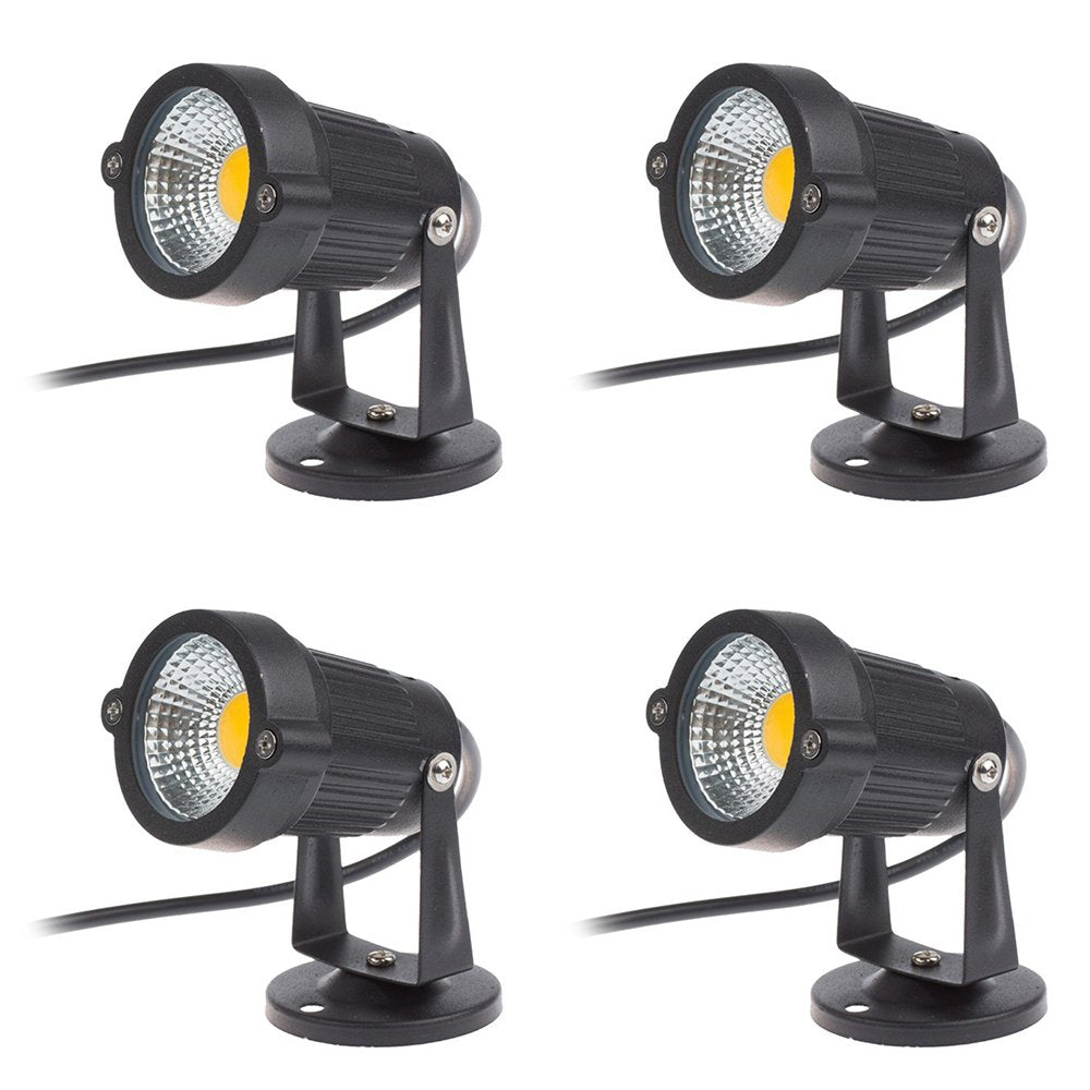 4er 5W LED Gartenleuchte mit Base Gartenstrahler IP65 wasserdicht 85-265V/AC für Garten, Terrasse, P