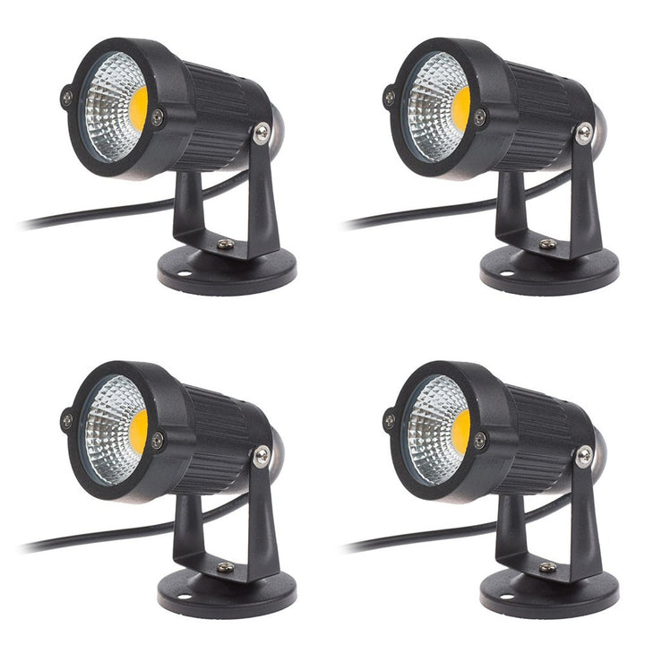 4er 5W LED Gartenleuchte mit Base Gartenstrahler IP65 wasserdicht 85-265V/AC für Garten, Terrasse, P