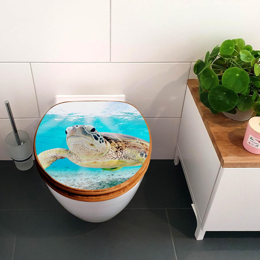 banjado® Design WC Sitz Bambus Absenkautomatik mit Motiv Elvis/Toilettendeckel mit Absenkautomatik H