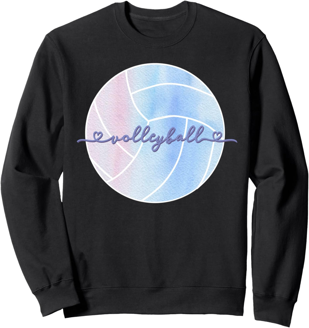 Ich liebe Volleyball Aquarell Pastellrosa Flieder Blau Lila Sweatshirt