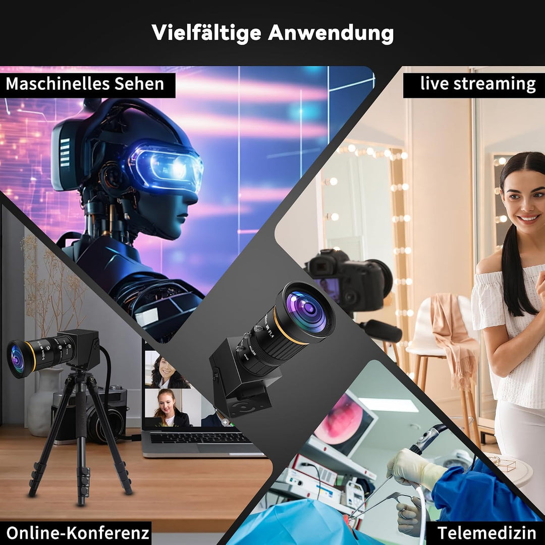 4K Ultra HD HDMI USB Kamera mit 5–50 mm 10-fachem optischem Zoom, Varifokal Objektiv 2160P H.264 H.2