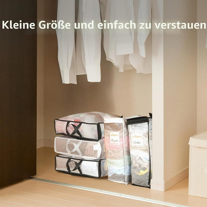 Vieshful 6 Stück Klare Aufbewahrungstaschen mit Etikett 22L – PVC Netz Aufbewahrungsbeutel mit Reiss