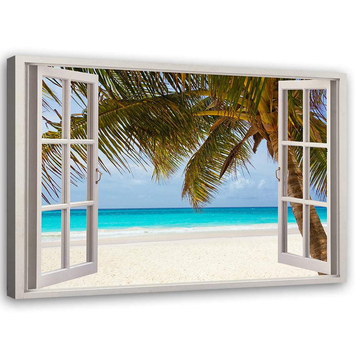 Feeby Leinwandbild XXL Landschaft Wandbild Fenster-Illusion mehrfarbig 120x80 cm 120L x 80B cm M_149