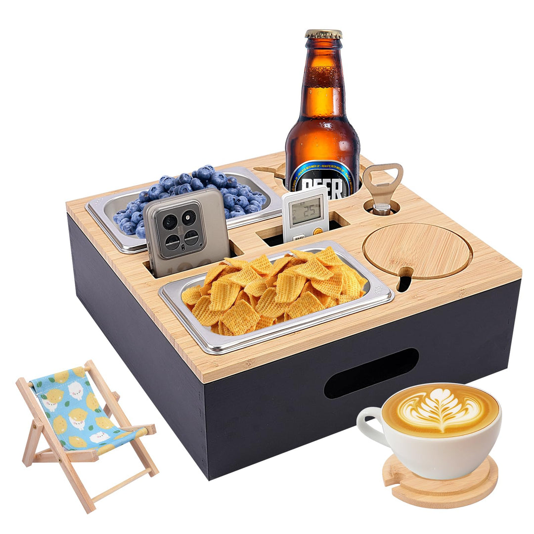 Couchbar Snackbox,Sofa Tablett,Mit Abnehmbarer Deckel,Couch Tablett,Beistelltisch Mit Holz Sofatable
