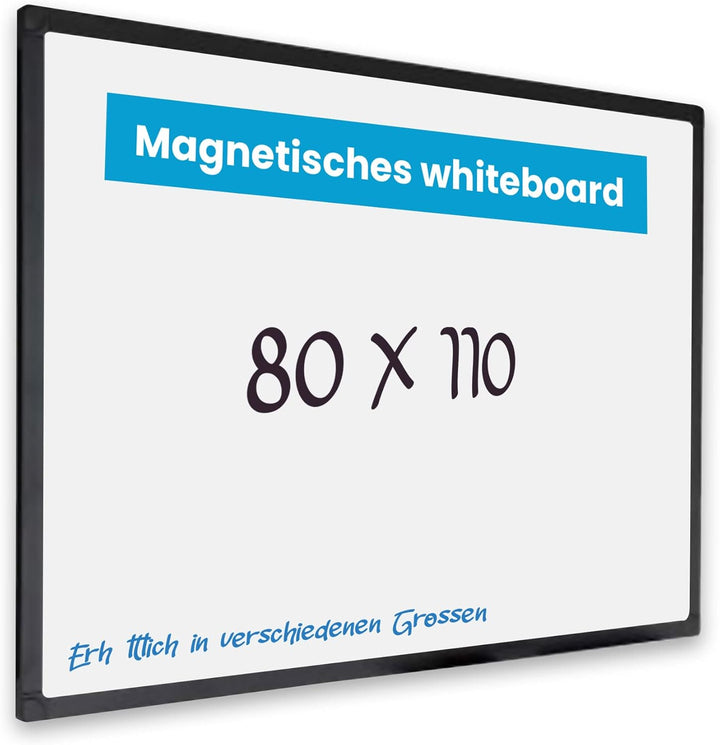 IVOL Eco Magnetic Whiteboard 80x110 | Modernem Schwarzem Rahmen | Magnettafel Whiteboardwand Magnetw