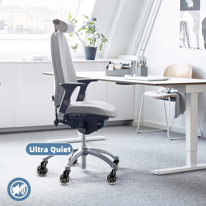 Sytopia Bürostuhl Rollen 10mm, 5er Set Rollen für Bürostühle, Super Leise und Weiche Hartbodenrollen