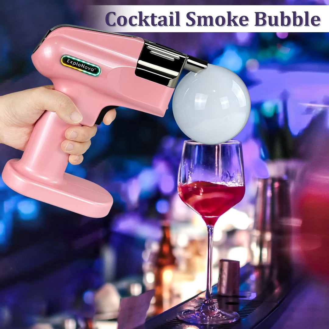 cocktailmaschine mit 5 Aroma Pods, essbarer Blase, Cocktail Bubble Smoke Gun, Whiskey Smoker Kit, pe