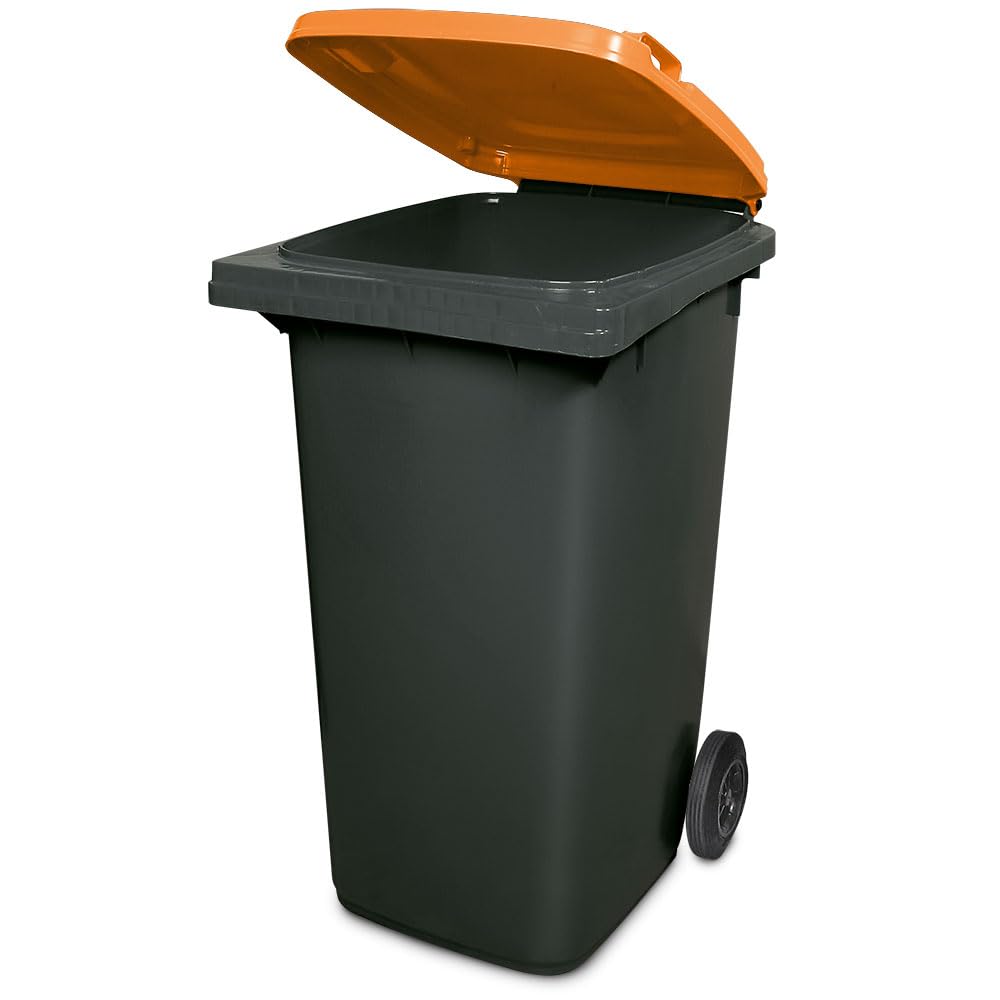BRB 240 Liter MGB, Mülltonne Abfalltonne, grau mit farbigem Deckel (grau/orange), grau/orange