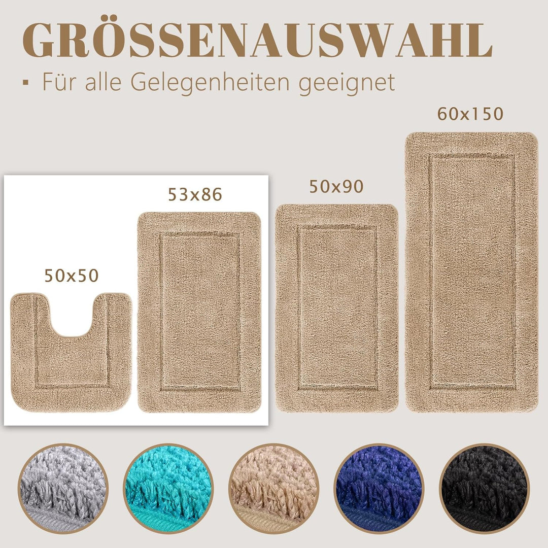 Badematte 60x90 cm, Einzelstück, Hochflor Mikrofaser, rutschfest & Waschbar, Saugfähig Duschteppich,